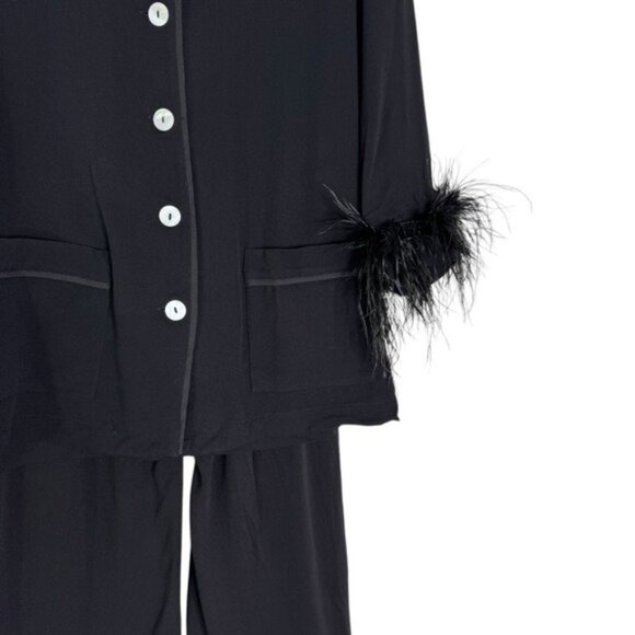 NWT Sleeper Party Pajama 2 pc. Set With Detachable Feathers Black Size M - Picture 6 of 16